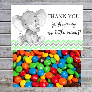 Elephant Treat Bag Toppers | Elephant Baby Shower Favor Tags | Instant Download (w1-g) Thank you for Showering our Little Peanut