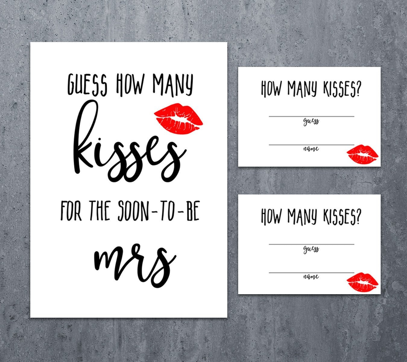 Guess How Many Kisses for the Mrs / Bridal Shower Game / Etsy