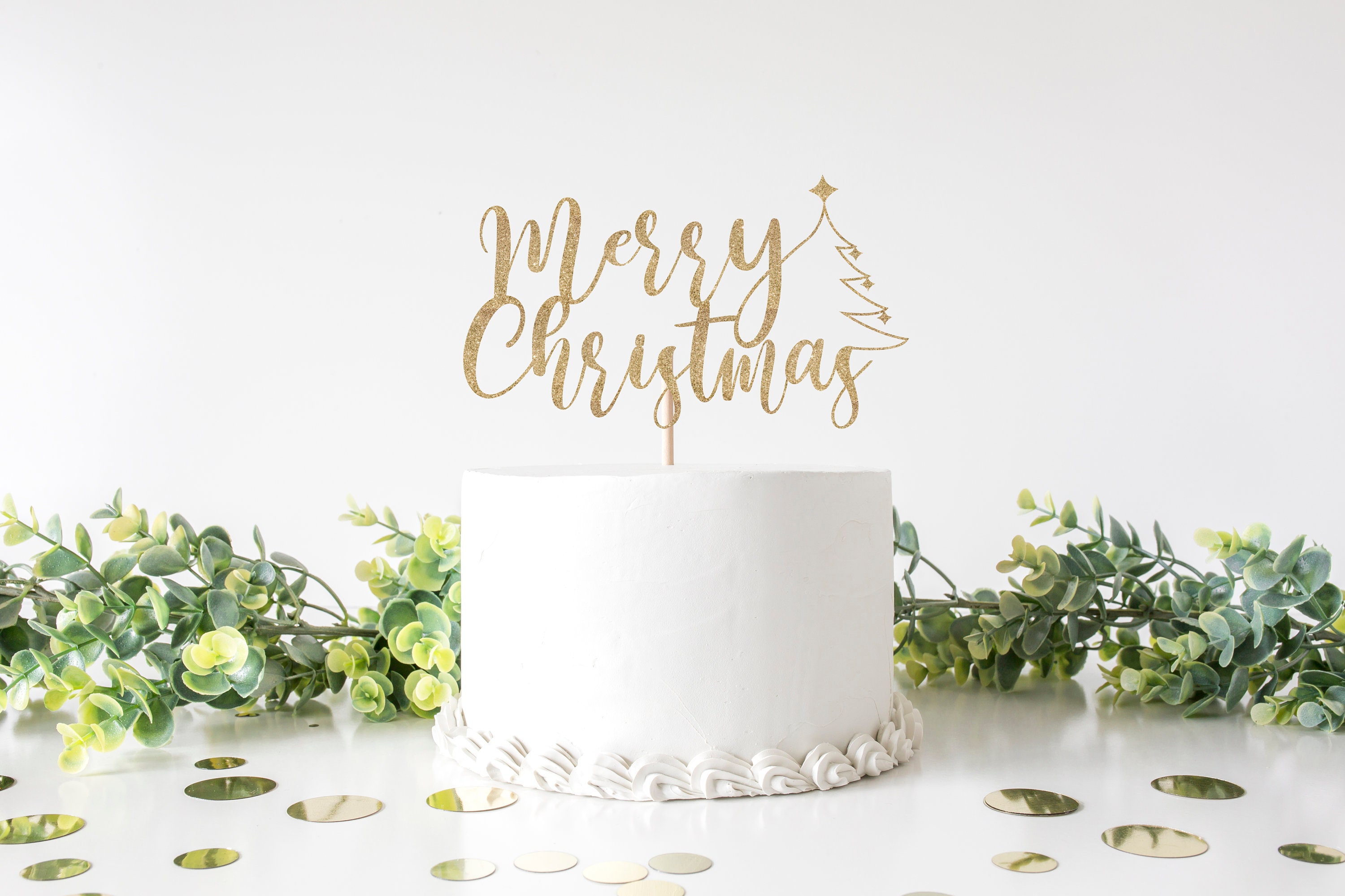 Merry Christmas SVG, Cake toppers Svg PNG, Christmas Tree Svg, Christmas Cut File, Cricut Christmas Design, Silhouette Design | mc4