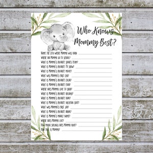 Who Knows Mommy Best Game, Mommy to be Quiz, How Well Do You Know Mommy, Baby Shower Games printable, Instant Download (w20)