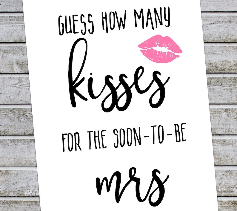 Guess How Many Kisses Bridal Shower Games Printable Wedding Etsy