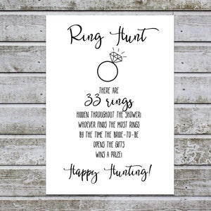 Ring Hunt Game, Ring Hunt Sign, Bridal Shower Game, Bridal Shower Activity, Bride Game, Instant Download (aa14)