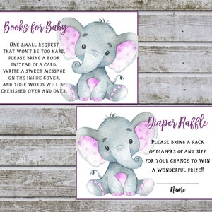 Book Request and Diaper Raffle Tickets Printable | Girl Baby Shower Invitations Inserts | Instant Download (va14)