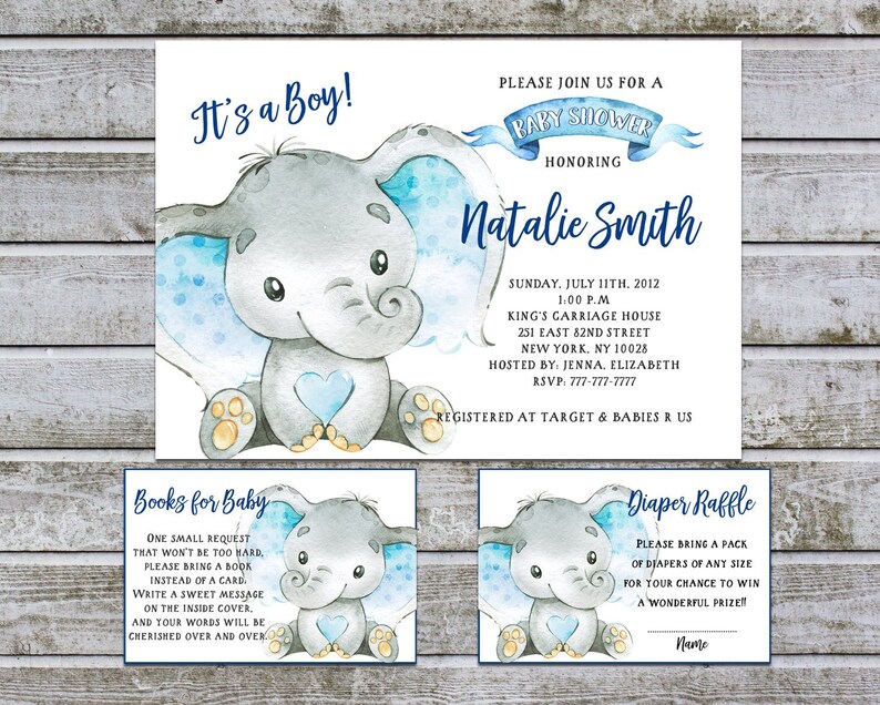 Baby Shower Invitation Boy Book Request & Diaper Raffle Ticket Etsy