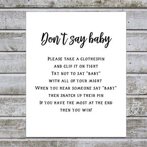 Don&#39;t Say Baby Game Don&#39;t Say Baby Sign Don&#39;t Say Baby Shower Games Printable Baby Shower Ideas, Instant Download (w)