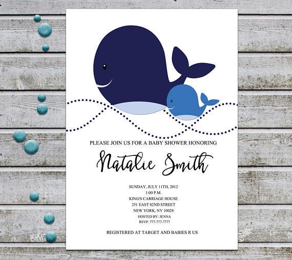 whale baby shower invitations