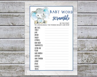 Bébé Word Scramble Game, Word Scramble Baby Shower Game, jeu de mots brouillés pour bébé, garçon baby shower Game imprimable, téléchargement immédiat (w1)