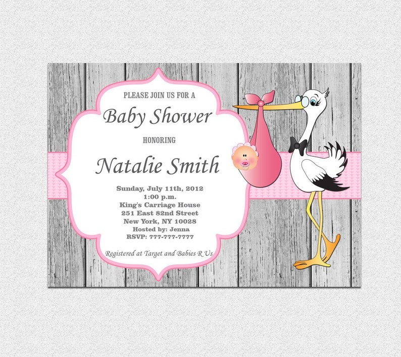 Girl Baby Shower Invitation Stork Baby Shower Invite Girl Etsy Girl Baby Shower Invitation Stork Baby Shower Invite Girl Etsy