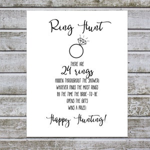 Ring Hunt Game, Ring Hunt Sign, Bridal Shower Game, Bridal Shower Activity, Bride Game, Instant Download (aa14a)