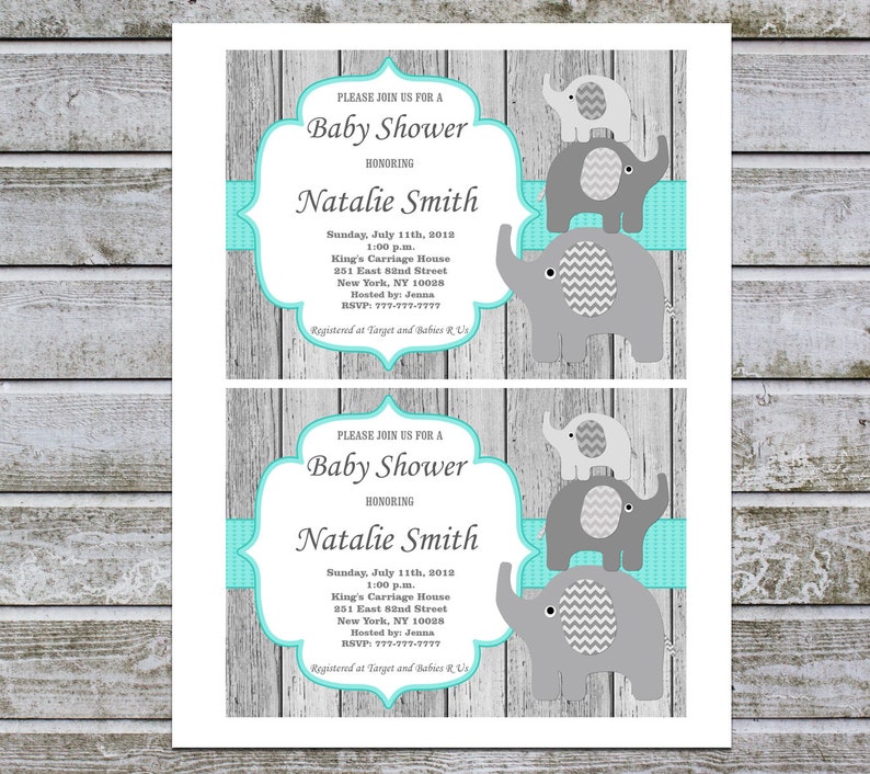 Baby Shower Invitations Elephant Baby Shower Invitation Boy Etsy