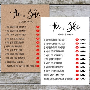 Bride or Groom Game, He Said She Said Bridal Shower Game Printable, Wedding Shower Games, Groom Game, Bride Game, Instant Download (aa5)