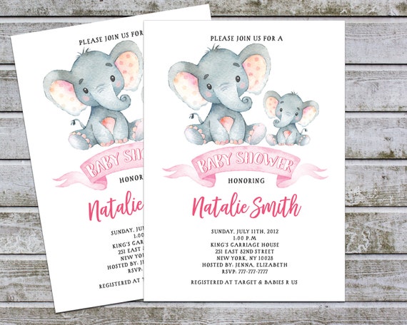 printable elephant baby shower invitations