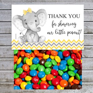 Elephant Treat Bag Toppers | Elephant Baby Shower Favor Tags | Instant Download (87-2) Thank you for Showering our Little Peanut