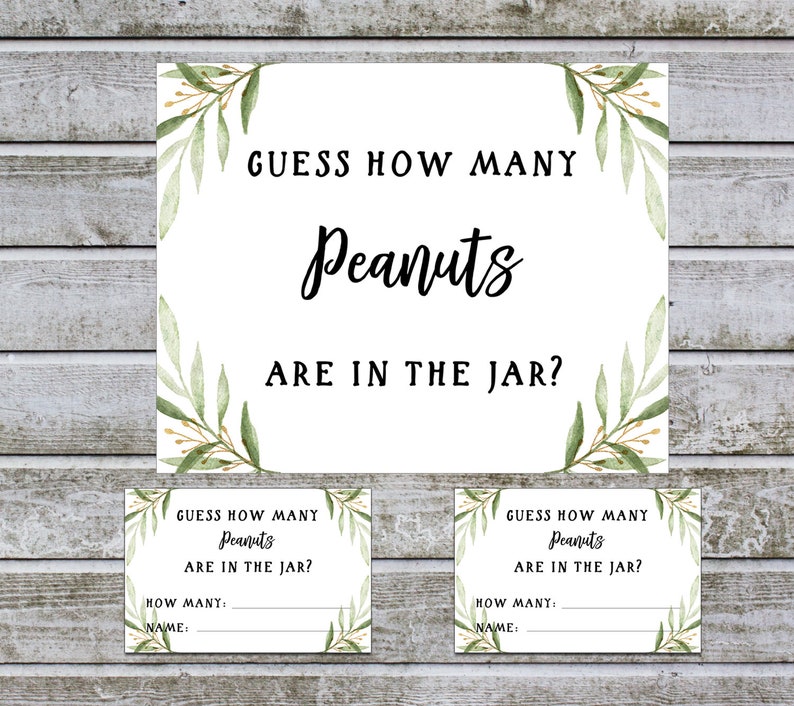 Guess How Many Peanuts Are In The Jar Baby Shower Game Etsy