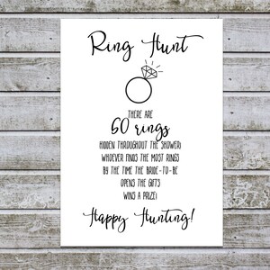 Ring Hunt Game, Ring Hunt Sign, Bridal Shower Game, Bridal Shower Activity, Bride Game, Instant Download (aa14b)