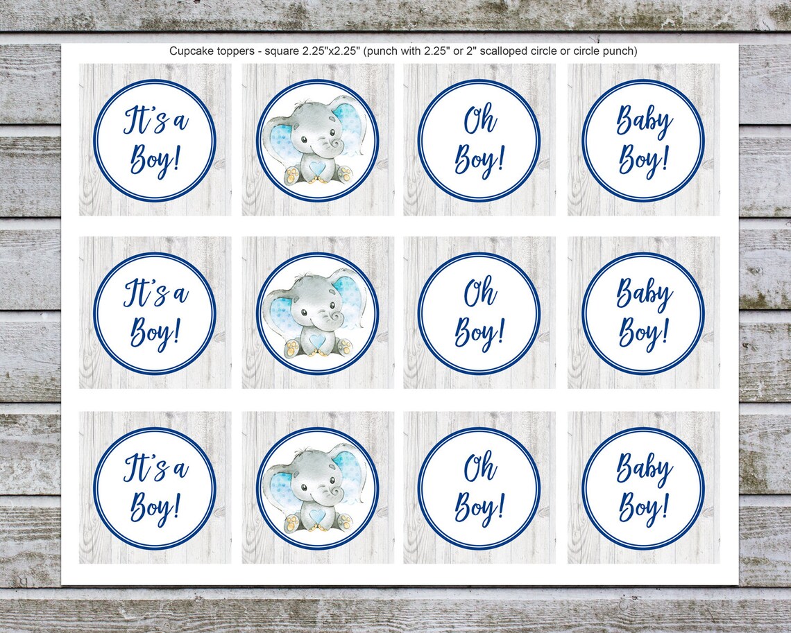Printable Cupcake Toppers Baby Shower Boy Baby Shower Etsy