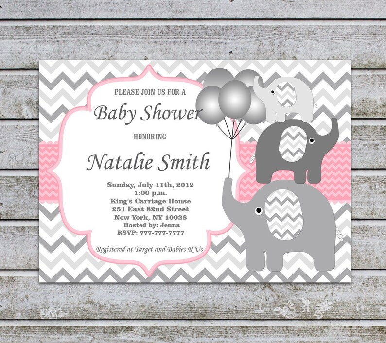 Girl Baby Shower Invitations Elephant Printable Baby Girl Etsy Girl Baby Shower Invitations Elephant Printable Baby Girl Etsy