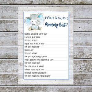 Who Knows Mommy Best Game, Mommy to be Quiz, How Well Do You Know Mommy, Boy Baby Shower Games Printable, Instant Download (w1)