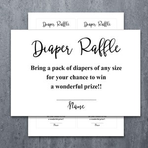 Baby shower Diaper Raffle Ticket Printable Baby Shower Diaper Raffle Invitation Insert, Gender Neutral Baby Shower Games Instant Download