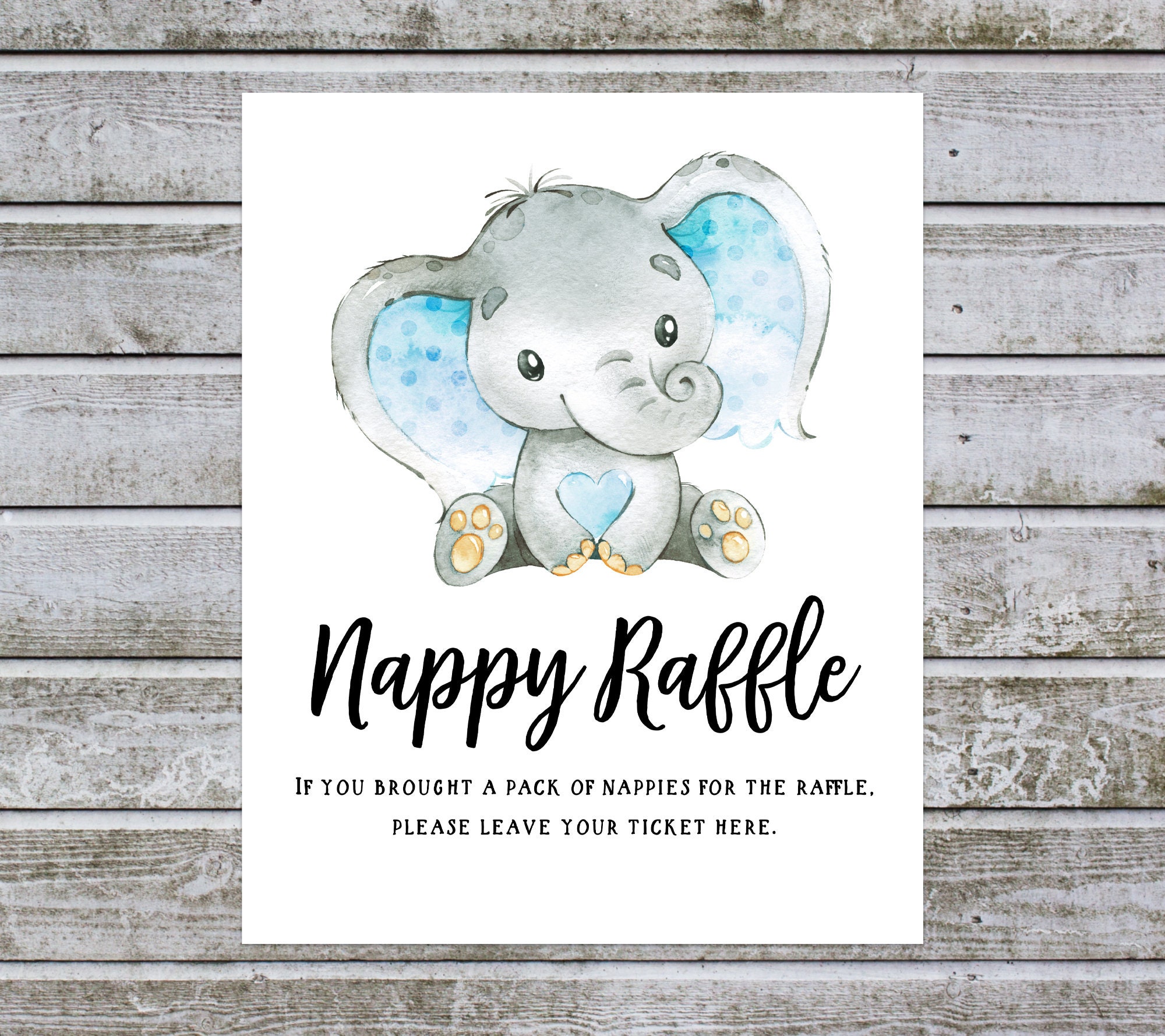 Nappy Raffle Ticket Printable Baby Shower Nappy Raffle Sign Etsy