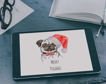 Merry Pugmas Christmas Ipad Air Air2 Mini Desktop Etsy