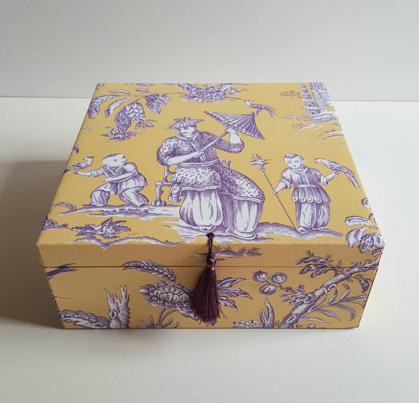Rangement Pour Foulards, Boîte Décorative de Rangement, Tissu Manuel Canovas, Grand Coffret Rangemen