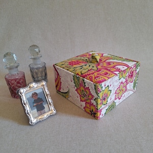Elegant Trinket Box with Lid, Small Decorative Storage Box, Manuel Canovas Fabric, Hair Clip Holder, Special Gift for Best Friend