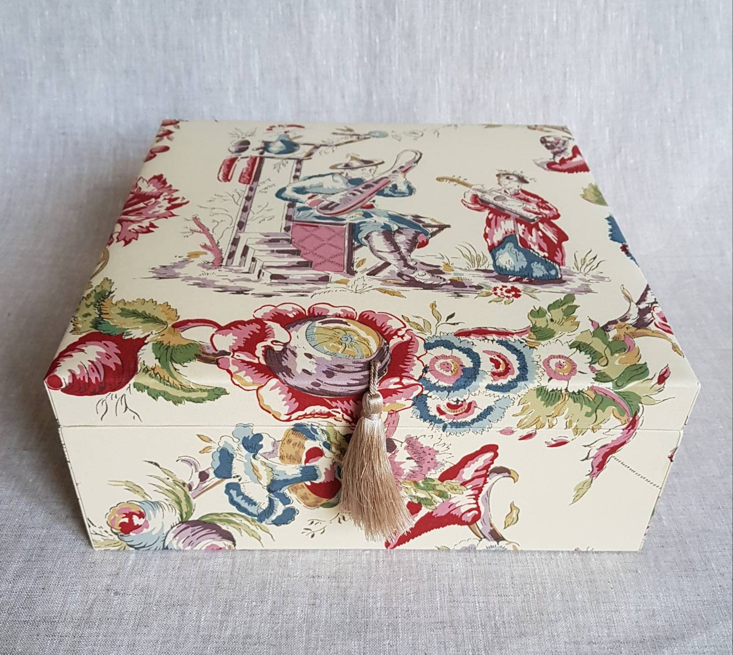 Rangement Pour Foulards, Boîte à Tissu Pierre Frey, Coffret de Rangement, Décorative Grand Vide Poch