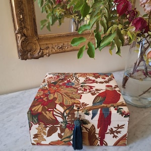 Decorative Storage Box, Pierre Frey Vintage Fabric, Scarf Organizer,