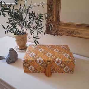 Caixa de lembranças com tecido provençal Souleiado, caixa de armazenamento decorativa, organizador de mesa,