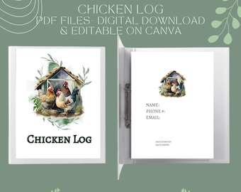 MODIFIABLE Carnet de bord poulet, Carnet de couvoir, Carnet d'incubation, Suivi d'incubation, Poulets de basse-cour, Élevage de poulets, Oiseaux à viande, Modifiable