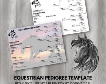 EDITABLE Horse Pedigree, Pre-Made Pedigree, Pedigree Template, Horse Owner, Equestrian Pedigree, Horse Owner, Horse Pedigree, Horse Sale