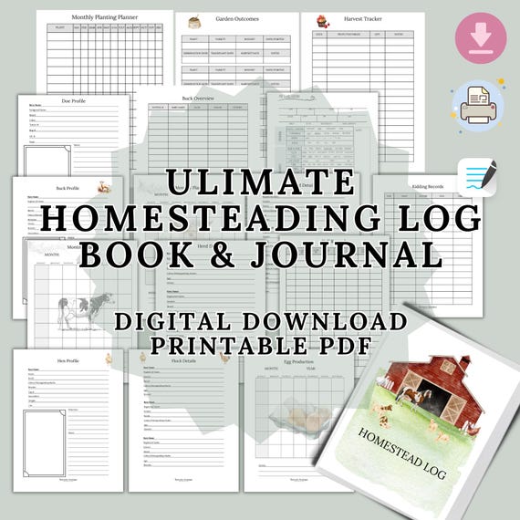 Homestead Log, 77-Page Farm Management Planner (PDF Download)