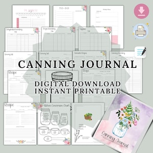 Canning Journal, Food Preservation Log Book (PDF Digital Download)