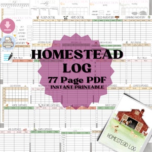 Homestead Log, Livestock Log, Homestead Management, Farm Log, Farm Management, Cattle Log, Chicken Log, Homestead Book, Goat Log, Sheep Log