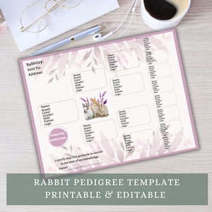 Rabbit Pedigree, Pedigree Template, Rabbitry, Rabbitry Pedigree, Pedigree, Editable Pedigree, Rabbit Pedigree Template, Printable Pedigree