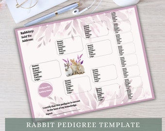 Rabbit Pedigree, Pedigree Template, Rabbitry, Rabbitry Pedigree, Pedigree, Editable Pedigree, Rabbit Pedigree Template, Printable Pedigree