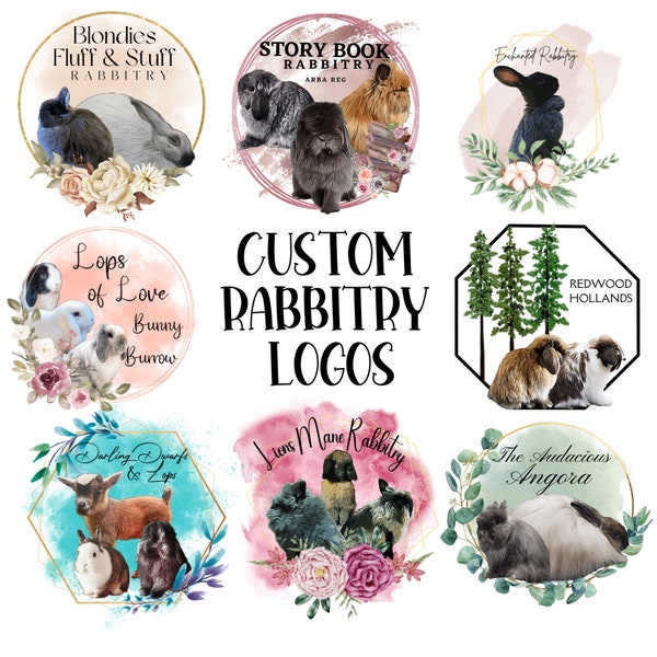 Custom Rabbitry Logo, Rabbitry Logo, Rabbit Breeder, Farm Logo, Rabbit Watercolor Logo, Arba, Show Rabbit, Rabbitry, Rabbit Logo, Rabbits