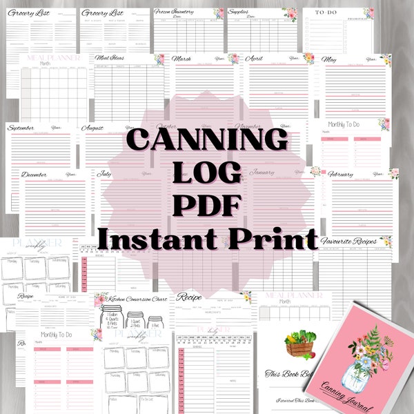 32 Page Canning Journal, Food Preservation Log, Dehydrating, Canning Log, Food Log, Grocery List, Canning, Gardening, Self-Sufficient, Food