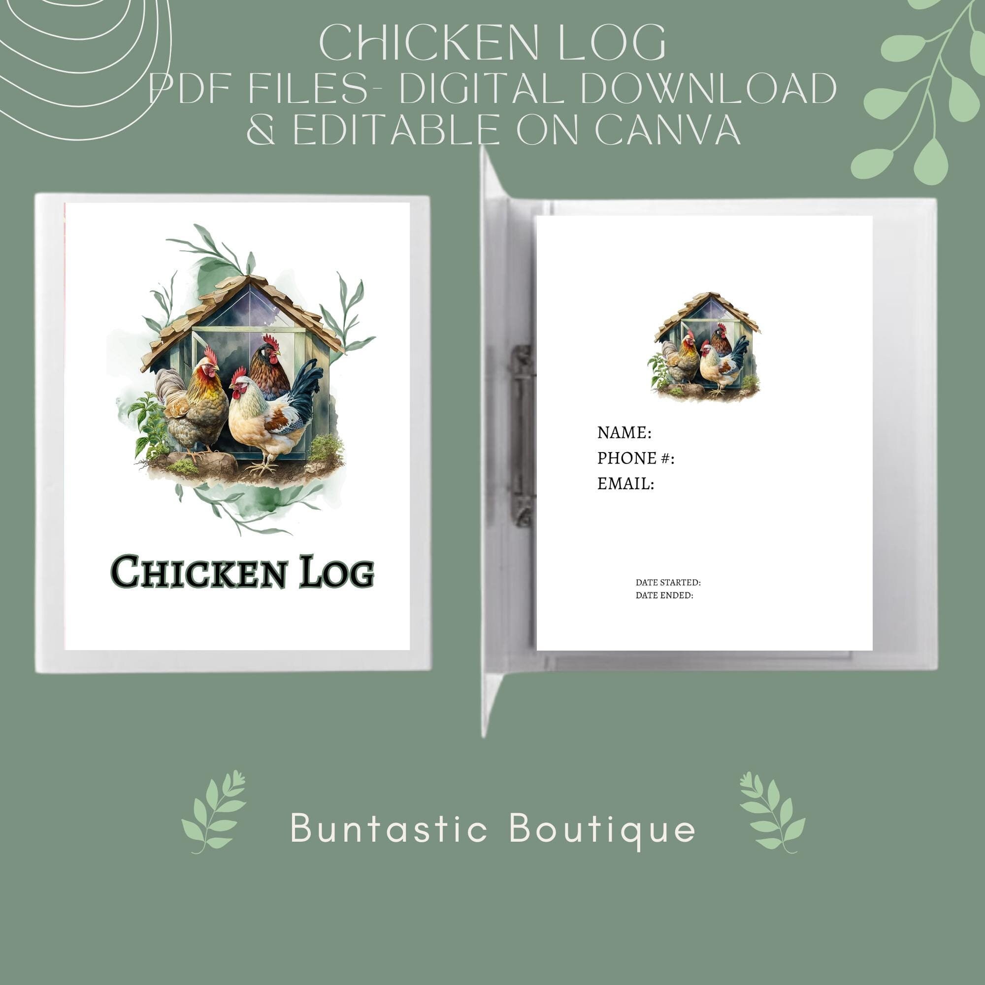 EDITABLE Chicken Log Book, Hatchery Log Book, Incubation Log, Incubation Tracker, Backyard Chickens, Chicken Keeper, Meat Birds, Editable