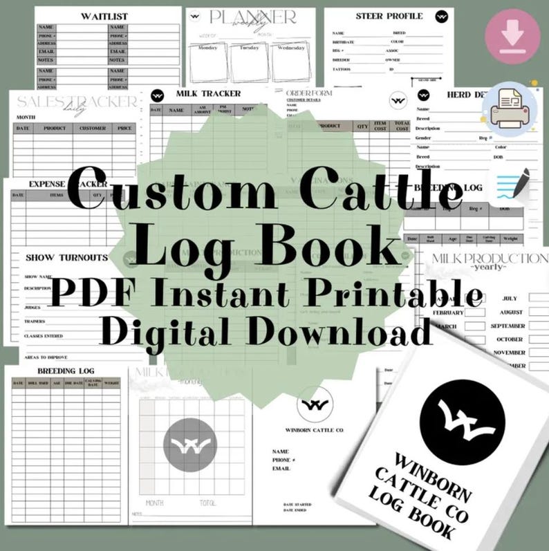 Custom Animal Log Book: Personalized Farm & Pet Records (digital ...