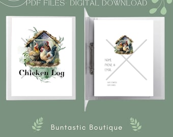 Chicken LogBook, Hen Journal, Chicken Keeper, Rooster, Farm Log,  Hatchery, Incubation, Eggs, Egg Layer, Hatchery Log, Chicks, Hen Journal