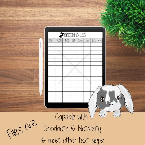 Rabbitry, Rabbit Breeding Log, Breeding Record, Kindling Record, Rabbit ...