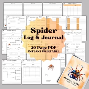 Spindagboek - logboek van 20 pagina's, springspintracker, spinvoertracker, springspin, spinnenvoeder, gedetailleerde spin, spinnenfokker