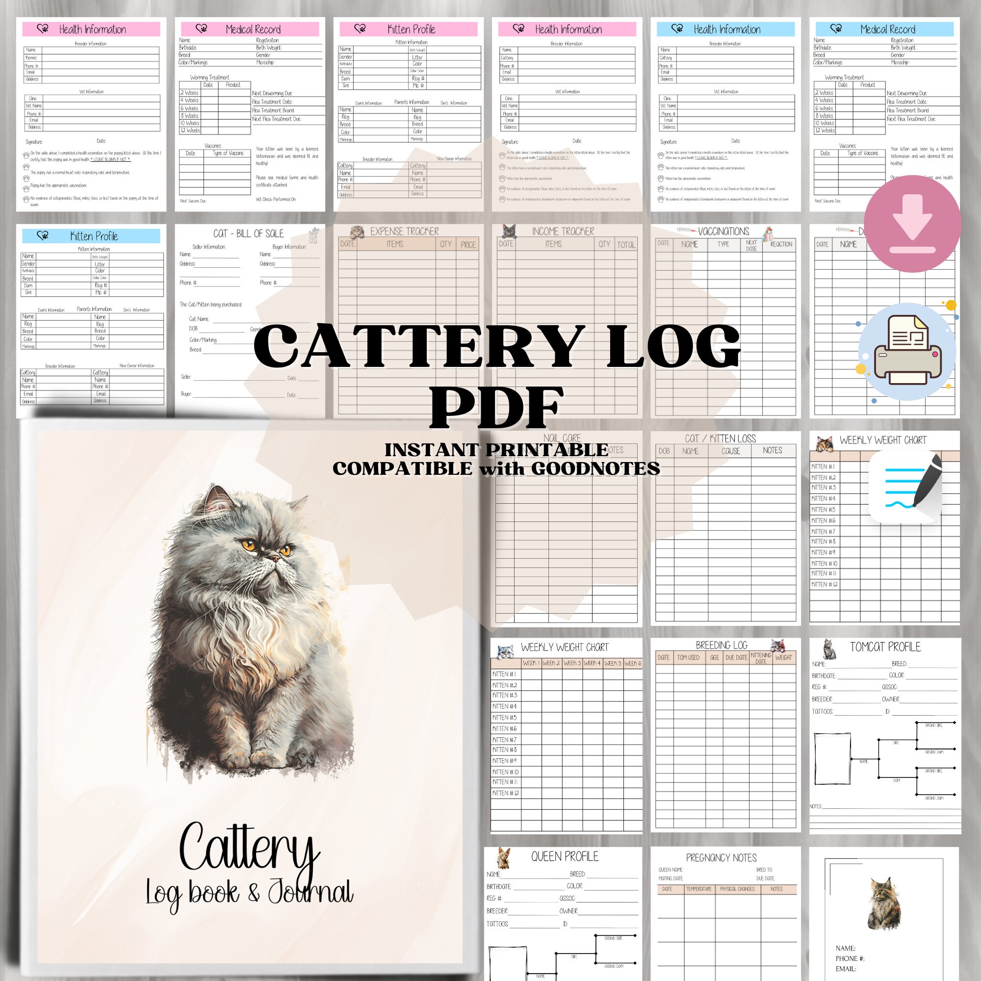 Cattery Log Book, Cat Breeding, Kitten Breeding, Cat Log Book, New Kitten, Birth Certificate, Cat Breeder, Kitten Breeder, Kitten Log