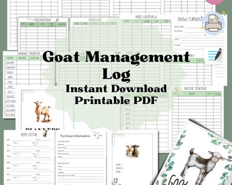 Goat LogBook, Goat Journal, Goat Keeper, Goat, Farm Log, Milk Log, Kidding Log, Milk Farm, Goat Milk, Kidding Records, Goat Show, Showing