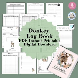 Libro de registro del burro: registros de cría y médicos (PDF imprimible)