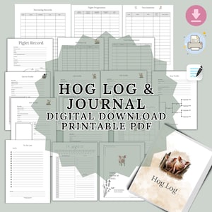 Hog Log Book PDF: Pig Farm Management, Breeding & Farrowing Records (Digital Download)