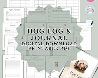 Hog Log Book PDF: Pig Farm Management, Breeding & Farrowing Records (Digital Download)
