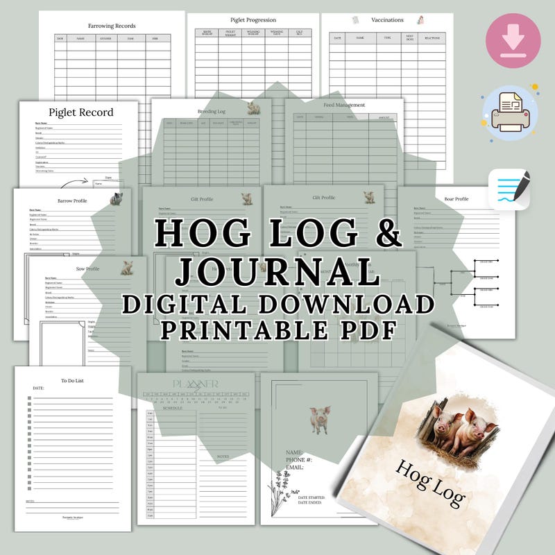 Breeding Chart.pdf Pig Record Book Keeping - Etsy